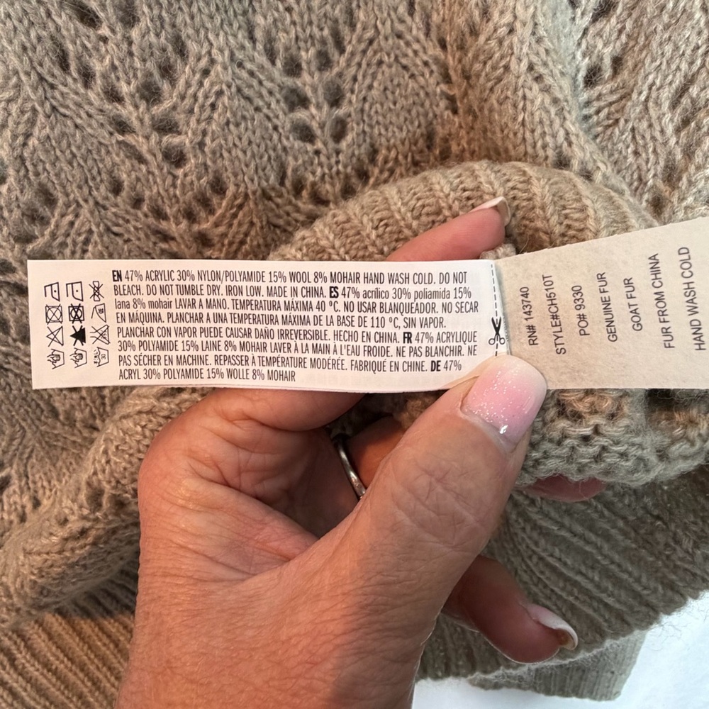 English Factory Women’s NWT Eyelet “Fuzzy Knit Sweater” Heather Gray. Size Small - Picture 11 of 14